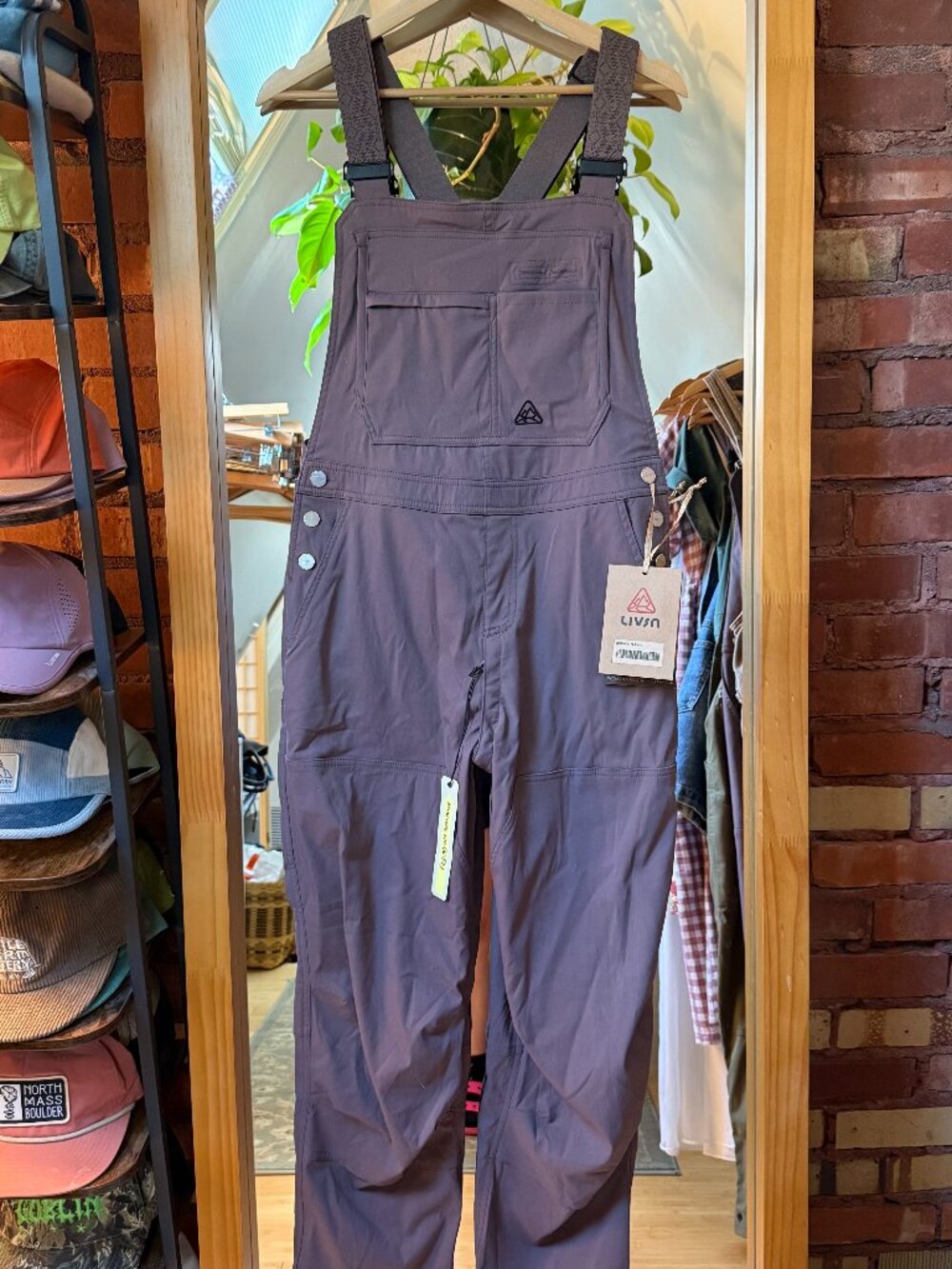 BRAND NEW LIVSN x Gnara Ecotrek Overalls - Size 6 - Color: Plum Truffle